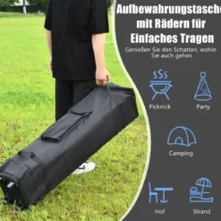 4 m x 4 m Großes Eventzelt Schattenspender mit 2-Stöckigem Dach Blau