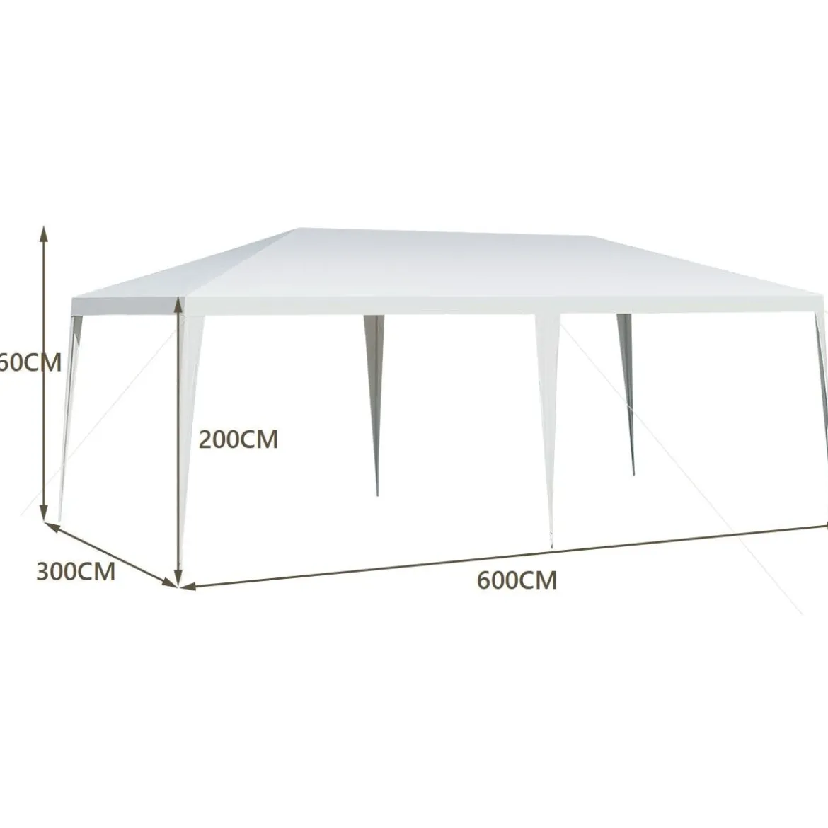 3 m x 6 m Partyzelt Wasserdichtes Strandzelt mit Seilen Weiß