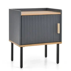 Nachtschrank mit Eintürigem Schrank Beistelltisch Sofatisch Grau 45 x 35 x 56 cm