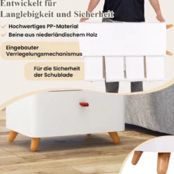 Nachtschrank mit 4 Schubladen Nachttisch Kommode mit abnehmbarem Organizer-Tablett Weiß 42 x 32 x 81,5 cm
