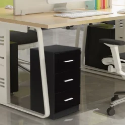 Nachttisch Aktenschrank mit 3 Schubladen Schubladencontainer Schwarz