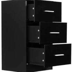 Nachttisch Aktenschrank mit 3 Schubladen Schubladencontainer Schwarz