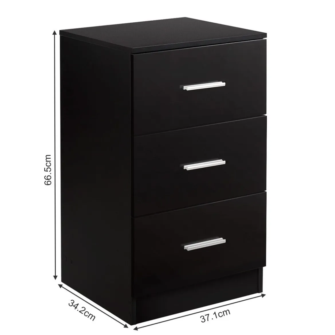 Nachttisch Aktenschrank mit 3 Schubladen Schubladencontainer Schwarz