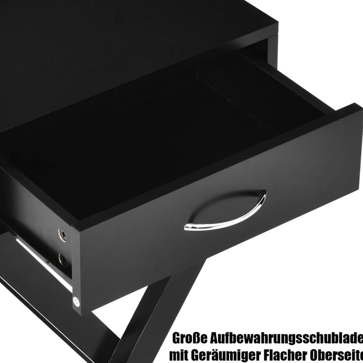 Nachttisch aus Holz Beistelltisch mit Schublade Nachtschrank Nachtkonsole Nachtkommode Schwarz