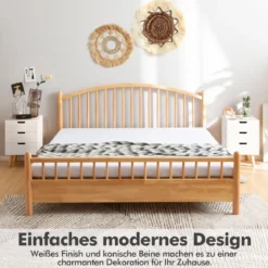 Nachttisch aus Massivem Holz mit 3 Schubladen Modern 40 x 40 x 60 cm Weiß