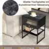 Nachttisch Beistelltisch Holz Nachtschrank mit Metallrahmen & Ablage & durchsichtiger Tür 40 x 32 x 56 cm Schwarz