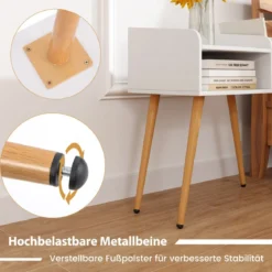 Nachttisch Beistelltisch mit offenem Fach Sofatisch mit Metallstützbeinen 50 x 32 x 58 cm