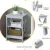 Nachttisch 3 Ebenen Beistelltisch 2 Pack Nachtschrank 40 x 40 x 61 cm Sofatisch Grau