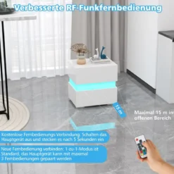 Nachttisch 1/2er Set LED Nachtkästchen Hochglanz Nachtschrank Nachtkommode mit 2 Schubladen Schwarz/Weiß