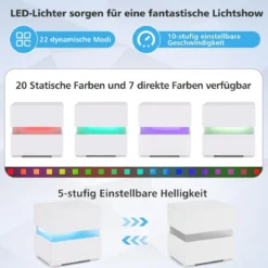 Nachttisch 1/2er Set LED Nachtkästchen Hochglanz Nachtschrank Nachtkommode mit 2 Schubladen Schwarz/Weiß
