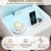 Nachttisch mit Integrierter Ladestation & LED-Lichtern & 2 Schubladen Moderner Beistelltisch Weiß