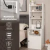 Nachttisch mit Ladefunktion & Offenen Regalen & Schrank für Boxspringbett Weiß