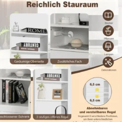 Nachttisch mit Ladefunktion & Offenen Regalen & Schrank für Boxspringbett Weiß