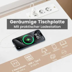 Nachttisch mit Ladestation moderner Nachtschrank mit 3 Aufbewahrungsschubladen 38 x 35 x 66 cm Weiß