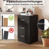 Nachttisch mit Ladestation moderner Nachtschrank mit 3 Aufbewahrungsschubladen Schwarz 38 x 35 x 66 cm