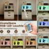 Nachttisch mit LED-Lichtern & Ladestation Beistelltisch mit 2 Schubladen & offenem Fach moderner Nachtschrank Weiß