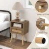 Nachttisch mit Rattanverzierung kleine Beistelltisch im Boho-Stil mit Schublade Natur