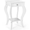 Nachttisch mit Schublade & Ablage Moderner Beistelltisch Nachtkommode 38,5 x 38,5 x 60 cm Weiß
