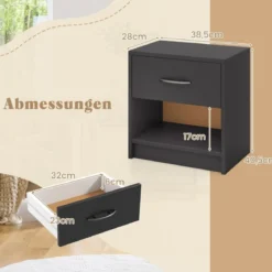 Nachttisch mit Schublade Kleiner Beistelltisch mit offenem Fach 38,5 x 28 x 40,5 cm