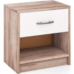 Nachttisch mit Schublade Kleiner Beistelltisch mit offenem Fach 38,5 x 28 x 40,5 cm