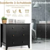 Nachttisch mit 3 Schubladen Beistelltisch mit Griffen aus Holz 71 x 46 x 66 cm Schwarz
