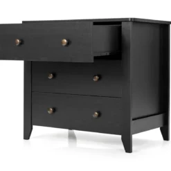 Nachttisch mit 3 Schubladen Beistelltisch mit Griffen aus Holz 71 x 46 x 66 cm Schwarz