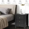 Nachttisch mit 3 Schubladen Nachtschrank für Boxspringbett 46 x 37 x 65 cm Schwarz