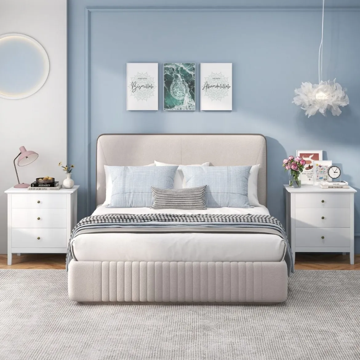 Nachttisch mit 3 Schubladen Nachtschrank für Boxspringbett Nachtkommode Nachtkonsole