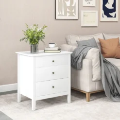 Nachttisch mit 3 Schubladen Nachtschrank für Boxspringbett Nachtkommode Nachtkonsole
