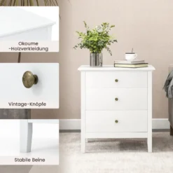 Nachttisch mit 3 Schubladen Nachtschrank für Boxspringbett Nachtkommode Nachtkonsole