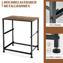 Nachttisch mit 2 Stoffschubladen Nachtkommode Beistelltisch mit Metallrahmen 45 x 30 x 50,5 cm Rustikales Braun