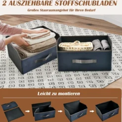 Nachttisch mit 2 Stoffschubladen Nachtkommode Beistelltisch mit Metallrahmen 45 x 30 x 50,5 cm Rustikales Braun