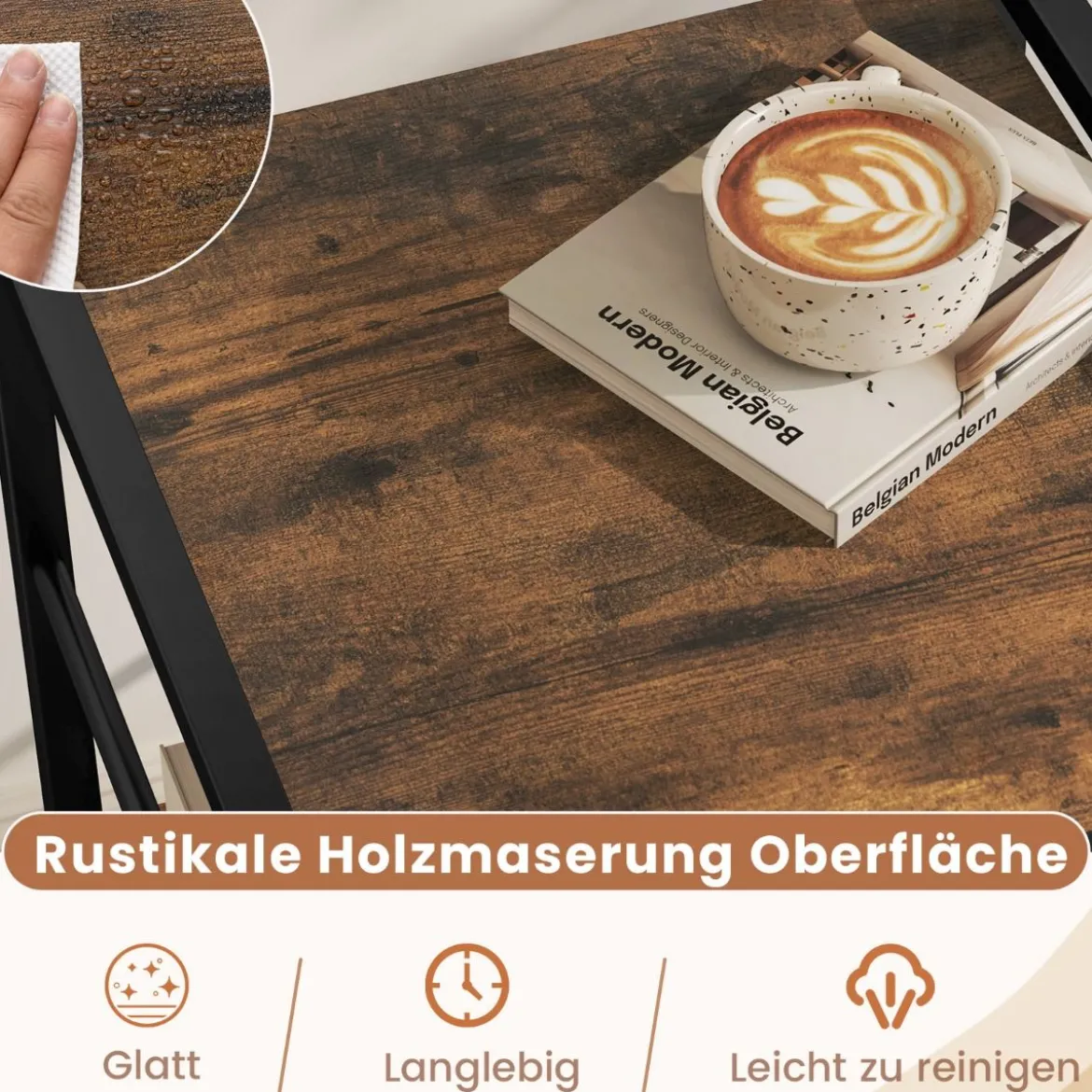 Nachttisch mit Stoffschublade & Offenem Ablagefach Beistelltisch Nachtschrank