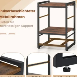 Nachttisch mit Stoffschublade & Offenem Ablagefach Beistelltisch Nachtschrank