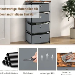 Nachttisch mit Stoffschubladen & Metallrahmen Beistelltisch Aufbewahrungsschrank