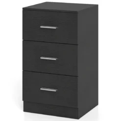Nachttisch Nachtschrank Schubladenkommode mit 3 Schubkästen Spanplatte 38 x 67 x 35 cm Weiß/Schwarz/Natur