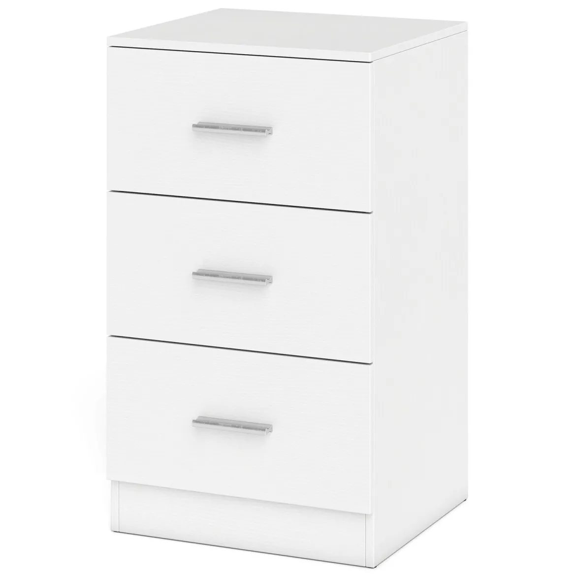 Nachttisch Nachtschrank Schubladenkommode mit 3 Schubkästen Spanplatte 38 x 67 x 35 cm Weiß/Schwarz/Natur