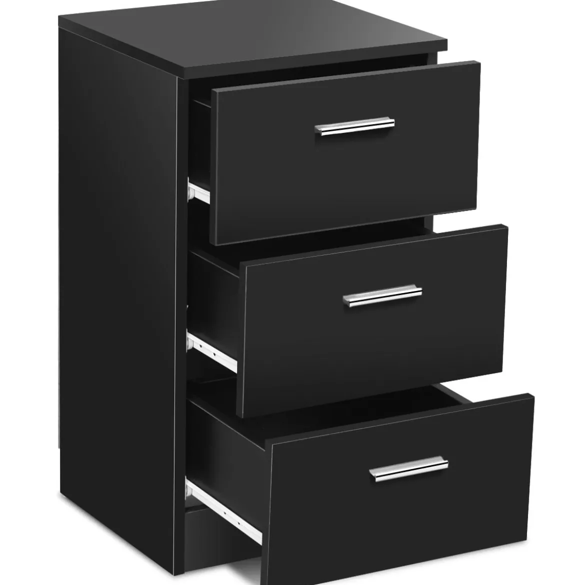 Nachttisch Nachtschrank Schubladenkommode mit 3 Schubkästen Spanplatte 38 x 67 x 35 cm Weiß/Schwarz/Natur