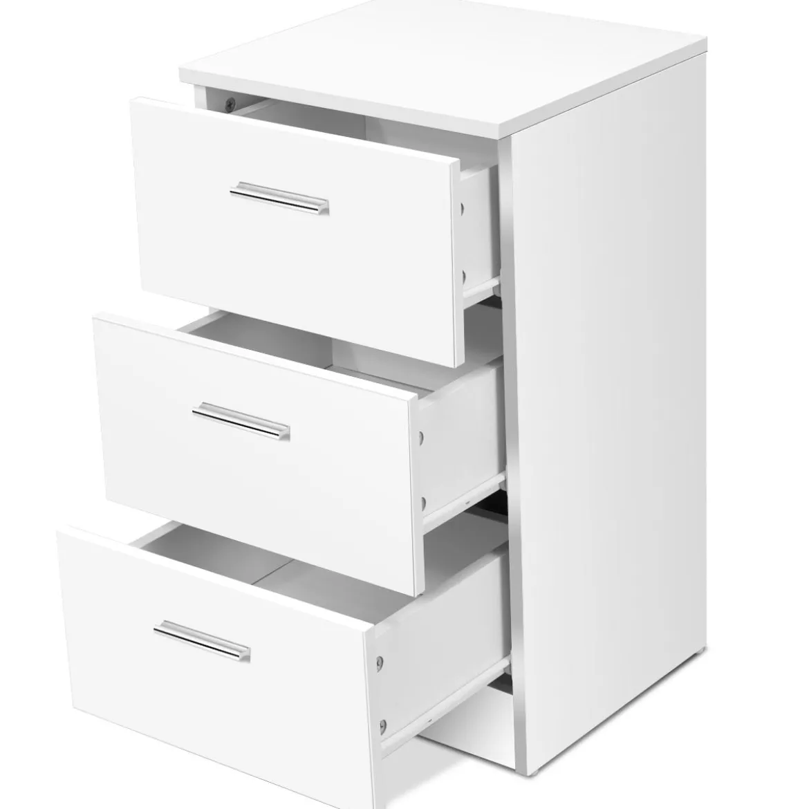 Nachttisch Nachtschrank Schubladenkommode mit 3 Schubkästen Spanplatte 38 x 67 x 35 cm Weiß/Schwarz/Natur