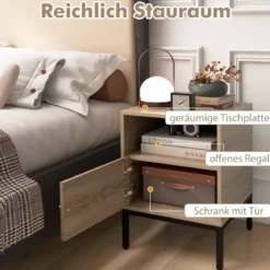 Nachttisch Rattan Nachtschrank mit offenem Regal und Schrank 40 x 40 x 57 cm Natur