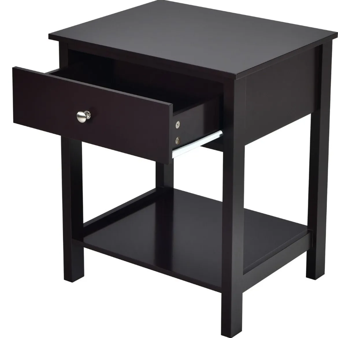 Nachttisch 2-Stufige Nachtkommode Moderner Nachtschrank mit Schublade Braun