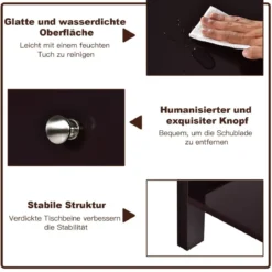 Nachttisch 2-Stufige Nachtkommode Moderner Nachtschrank mit Schublade Braun