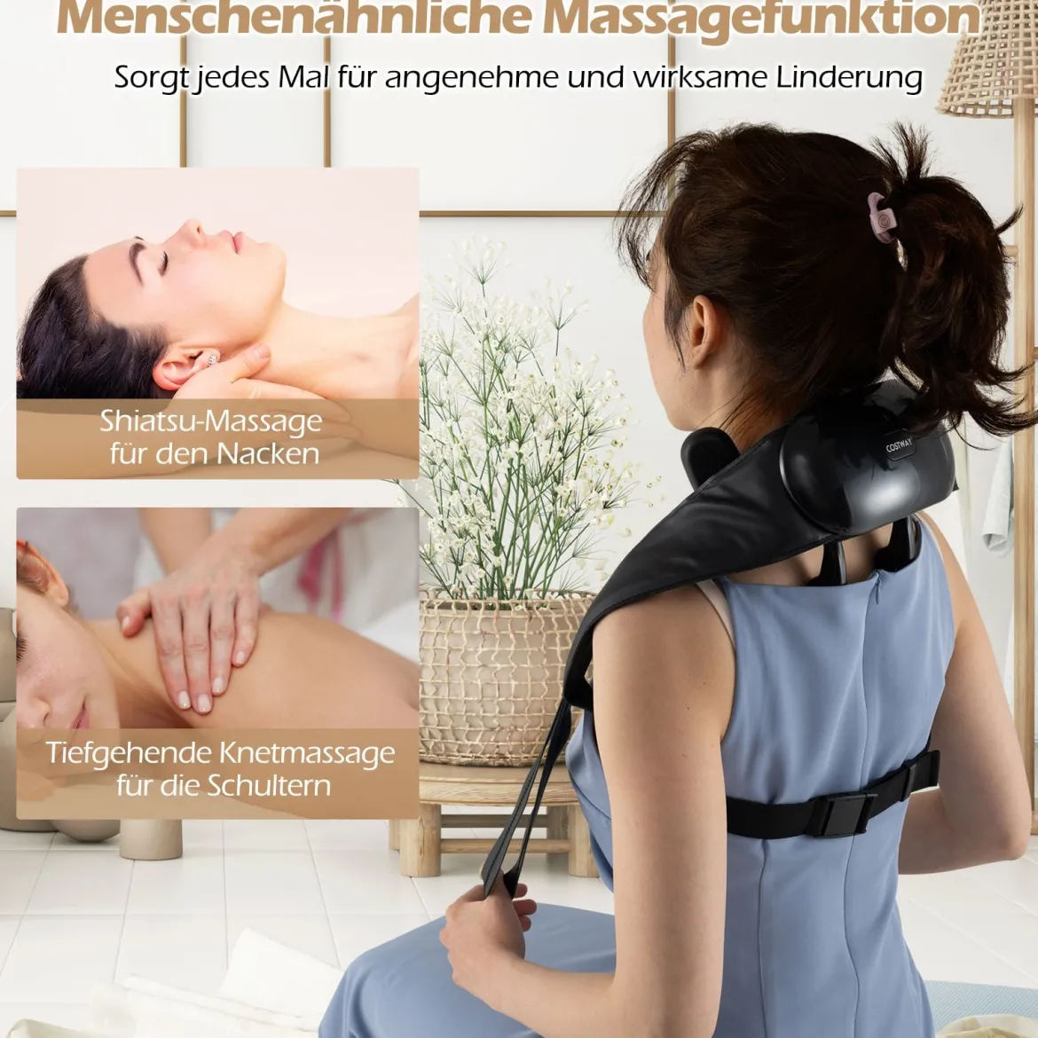 Nackenmassagegerät & Schulter Massagegerät 4D Kneten Shiatsu Massagemaschine mit 2 Wärmestufen