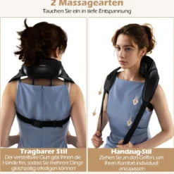 Nackenmassagegerät & Schulter Massagegerät 4D Kneten Shiatsu Massagemaschine mit 2 Wärmestufen