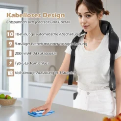 Nackenmassagegerät & Schulter Massagegerät 4D Kneten Shiatsu Massagemaschine mit 2 Wärmestufen
