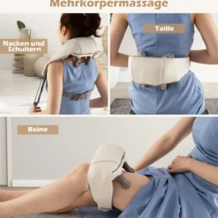 Nacken & Schulter Massagegerät 4D Shiatsu Rückenmassagegerät mit Tiefengewebekneten Beige