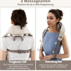 Nacken & Schulter Massagegerät 4D Shiatsu Rückenmassagegerät mit Tiefengewebekneten Beige