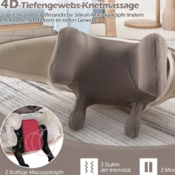 Nacken & Schulter Massagegerät 4D Shiatsu Rückenmassagegerät mit Tiefengewebekneten Beige