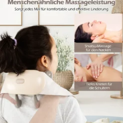 Nacken & Schulter Massagegerät 4D Shiatsu Rückenmassagegerät mit Tiefengewebekneten Beige