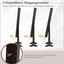 Neigungsverstellbarer Schmuckschrank mit Ganzkörperspiegel & 64 Ohrringschlitzen Schmuckregal